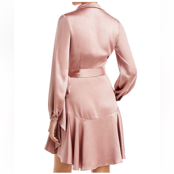 Lucy Paris - Adonia Satin Long Sleeve Mini Wrap Dress - Dusty Rose - XS - NWOT - Picture 3 of 16
